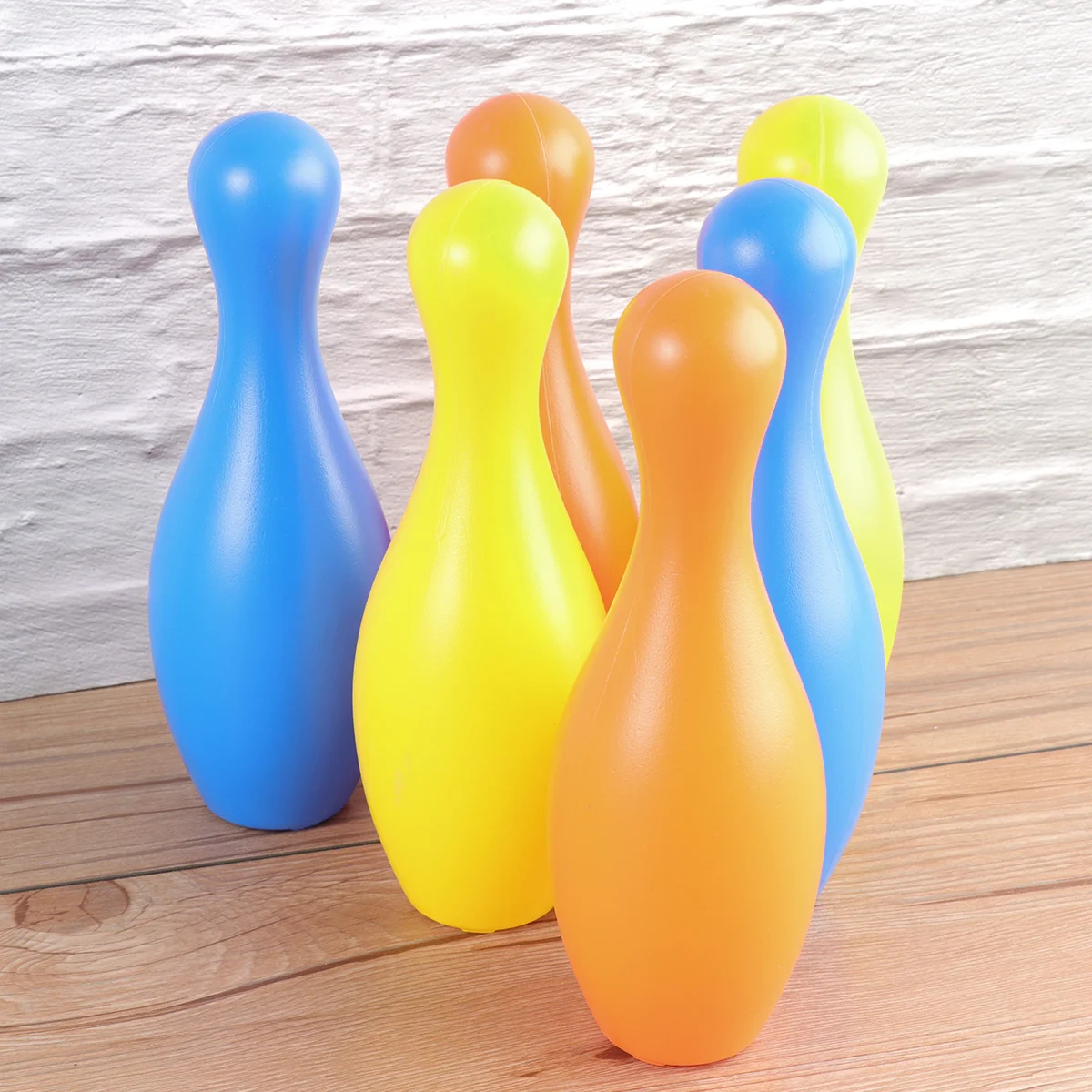 Children Plastic Bowling Toy Entertainment Bowling Funny Toy Set (Height 19cm, 1pcs Ball, 6pcs Bottles, 2
