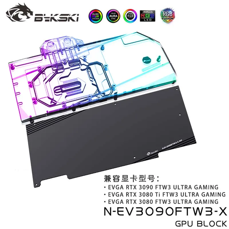 Bykski Gpu Water Block Per Evga Rtx3090/3080/3080Ti Ftw3 Radiatore Per Schede Grafiche Ultra Gaming, Dispositivo Di Raffreddamento Evga Vga