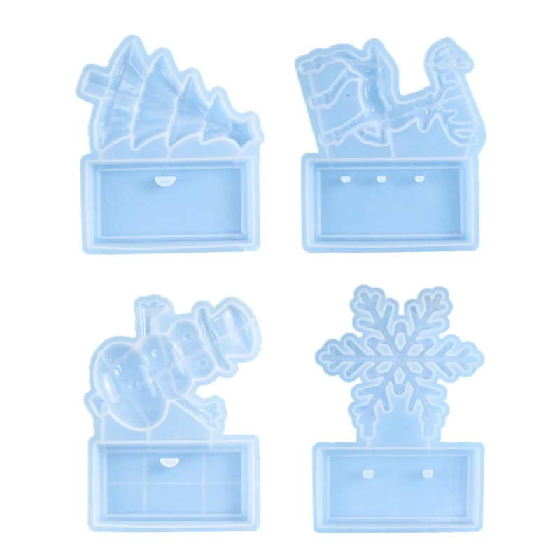 4 Styles Christmas Ornament Decoration Mold for Resin Casting Jewelry Making Dropship jewelry box molds christmas tree shaped silicone storage box moulds resin casting mold gift for hand making crafts dropship