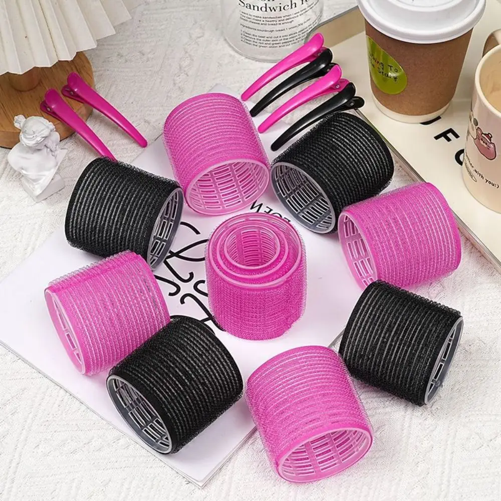 50개 4가지 사이즈 롤러 셀프 그립 헤어 롤러 세트 DIY 무열 헤어 컬러 재사용 가능한 헤어 파티션 클립
