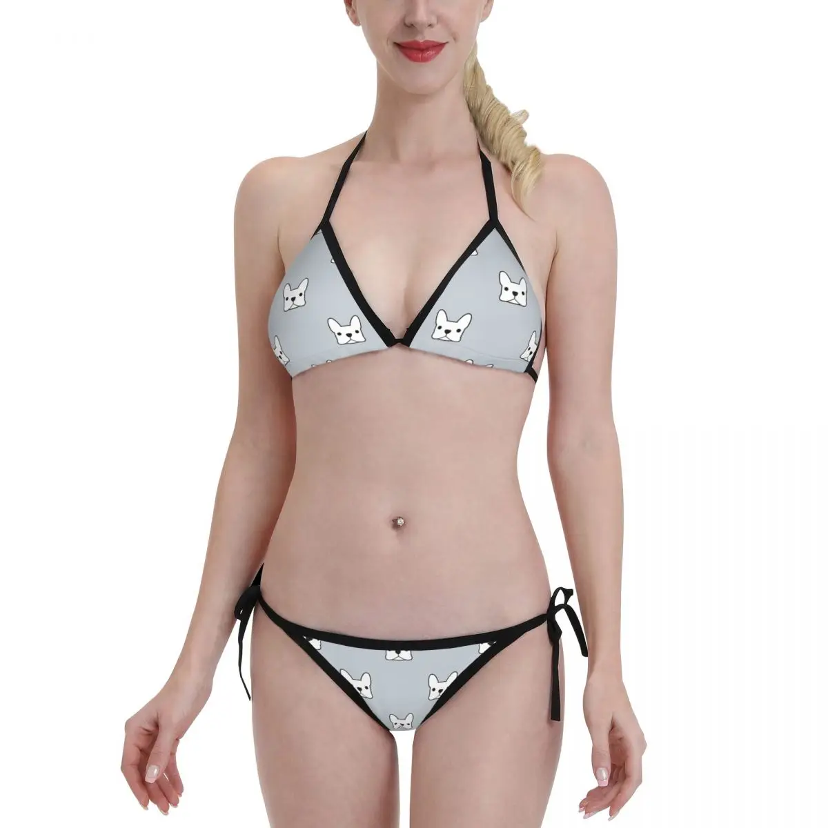 

French Bulldog Dog Lover Sexy Bikini Sets 2022 Backless Swimsuit Women Bather Swimming Suit Summer Biquini XXL