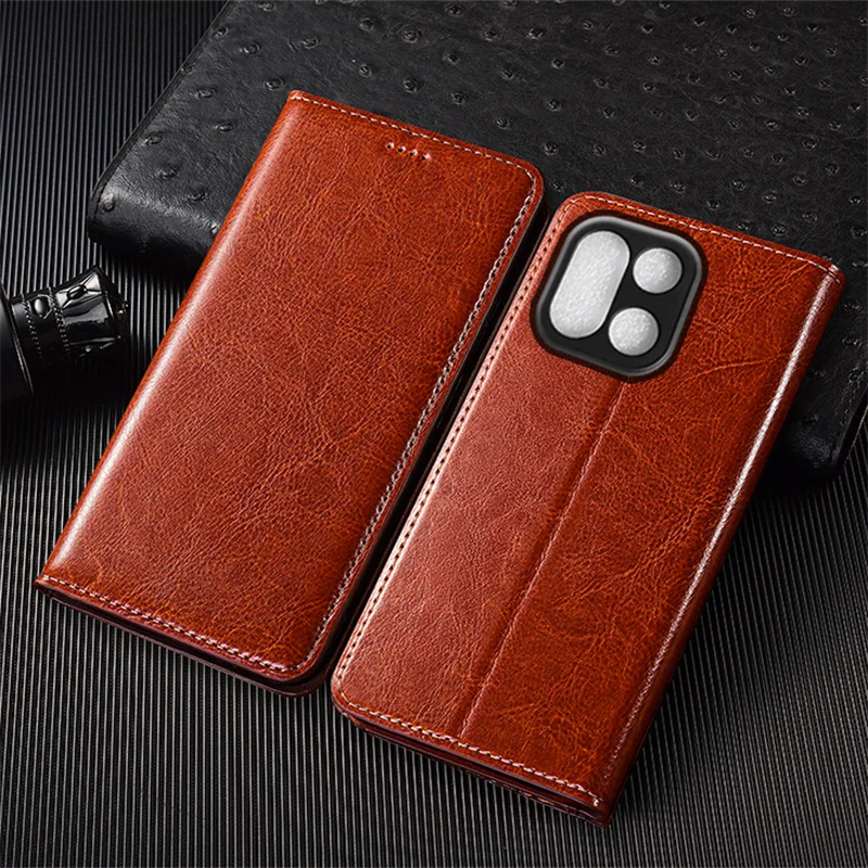 Premium Crazy Horse Genuine Leather Flip Case with Card Holder Slots