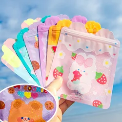 4pcs Cartoon Cute Snack Ziplock Bag Small Self Sealing Candy Bag For Children's Birthday Party Shiny Plastic pouches for Cookie