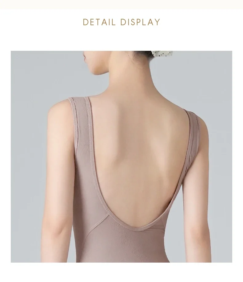 Frauen Tanzen Ballerina Trikot Ärmellose U Zurück Ballett Overall Gymnastik Jacquard Tank Leibchen Yoga Bademode Body – Detail 8