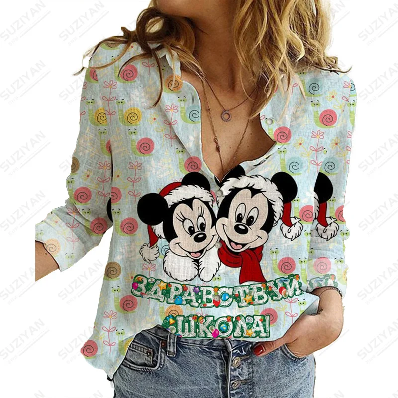

Disney ChristmasBig Size Casual Woman Long Sleeve Casual Tops Camisa Women Blouse Long Sleeve Woman Loose Long Sleeve Shirt