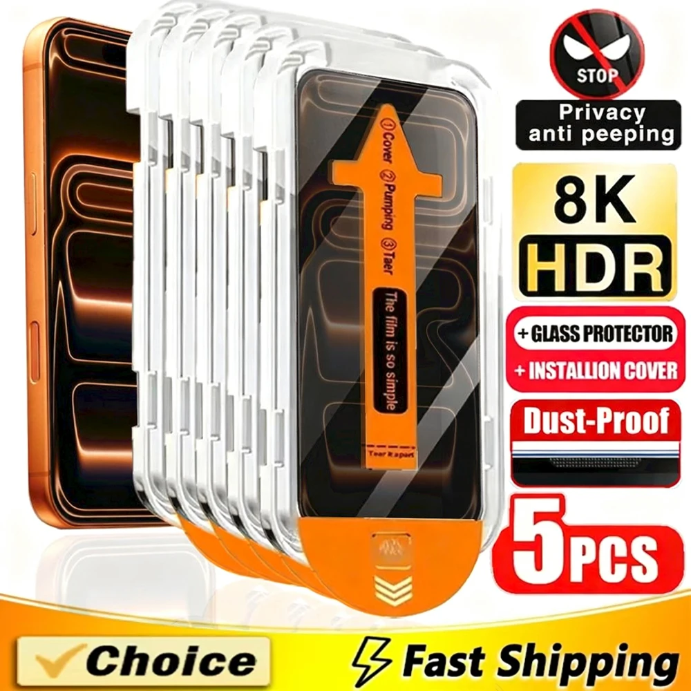واقي شاشة الخصوصية لهاتف آيفون 17 برو ماكس 16 15 11 12 13 14 16e زجاج مقسى مضاد للتجسس iPhone17 Pro 7 8 Plus 12 Mini XS XR