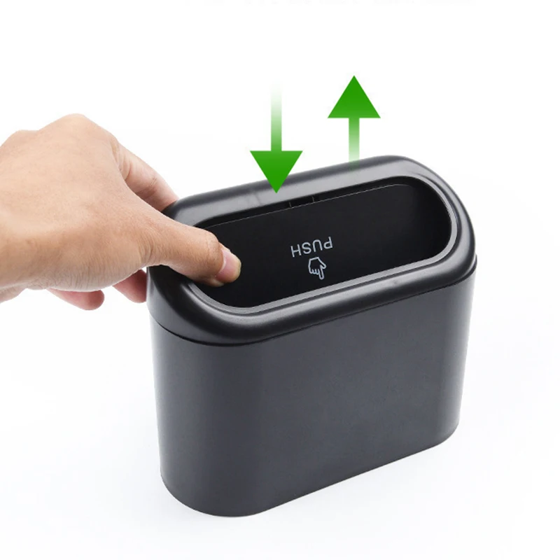 Car Trash Bin Hanging Vehicle Garbage Dust Case Storage Box Square Pressing Type Trash Can Universal Auto Interior Accessories
