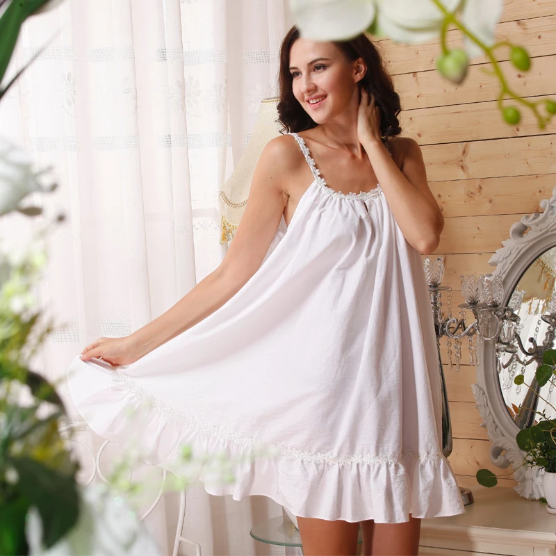 Cotton Nightgown Princess Women White 