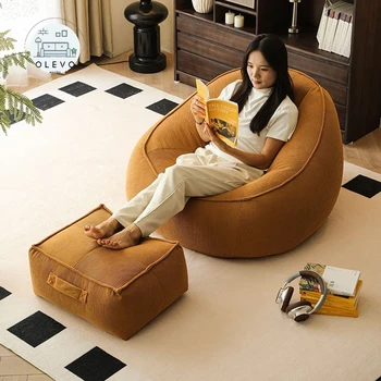 Olevo Wooden Bean Bag Lazy Sofa Single Can Travel To Sleep Tatami Bedroom Balcony Leisure Small Sofa Living Room 2025 New Style