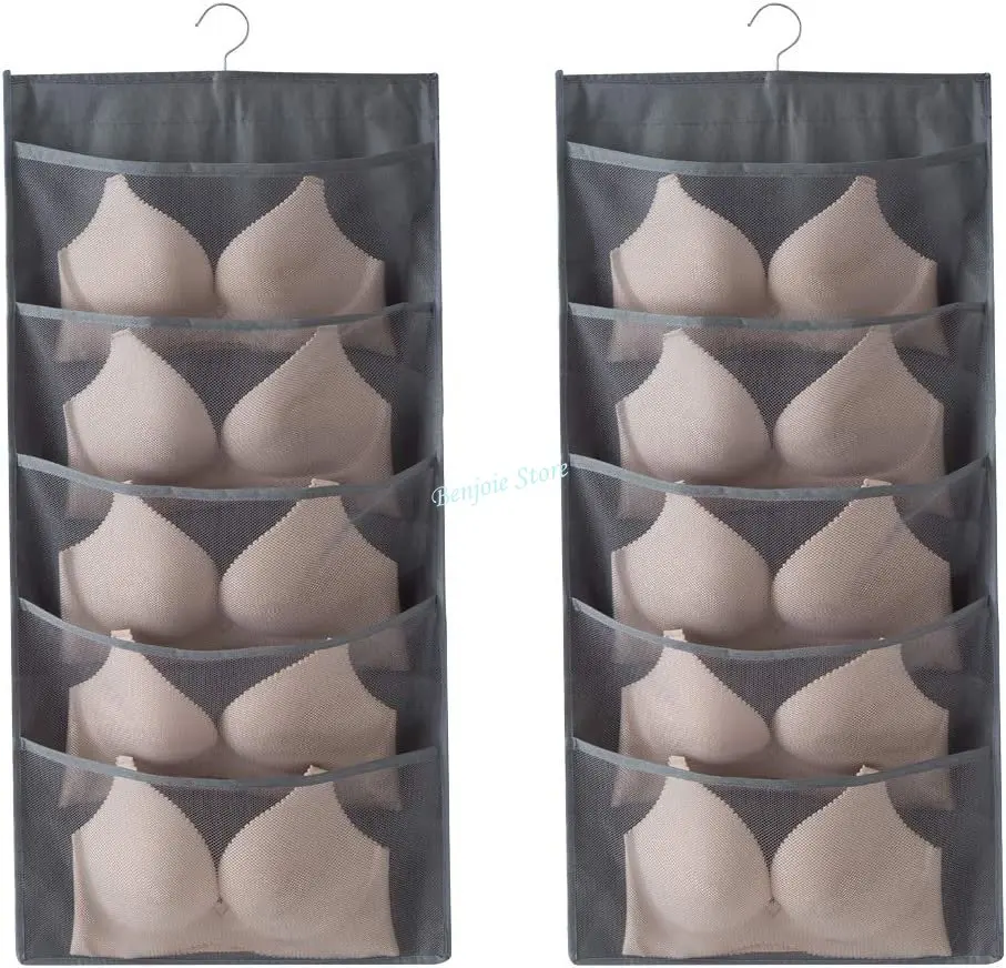 Double Sides Underwear Bra Storage Bag Foldable Closet Hanging Bra