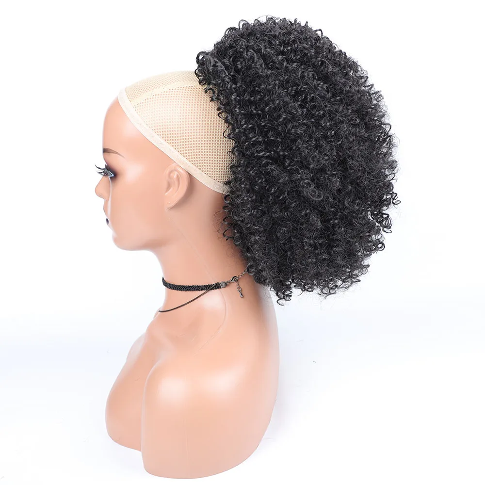 Synthetic Long Afro Kinky Curly Ponytail Synthetic Drawstring Ponytail Clip-In Hair Extension For Women Natural Looking