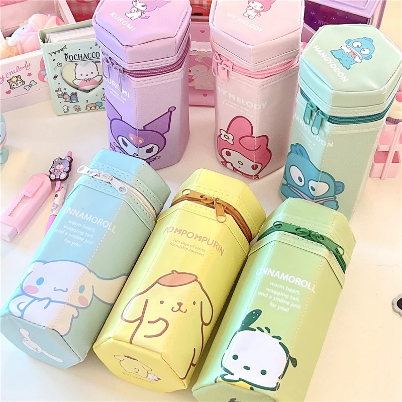 JapaneseSanrio Pencil Case Student Kuromi Storage Box Large Capacity Pen Holder Cinnamoroll Cute Pencil Case My Melody Organizer