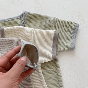 Korean Style Newborn Baby Boys Girls Clothing Suit Short Sleeved Cotton Solid Color T-shirt+Shorts Children Clothing Set 6