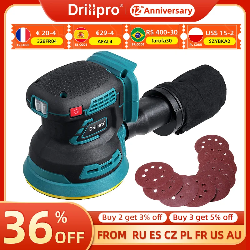 Lijadora eléctrica inalámbrica de 125MM, amoladora de madera Orbital  aleatoria, máquina pulidora Compatible con batería Makita de 18V, sin  batería|Lijadoras| - AliExpress