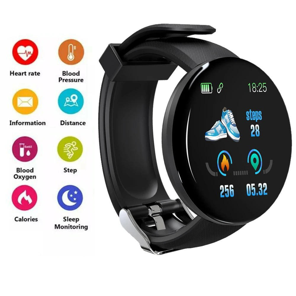 Multifunzionale Smart Watch Uomo Donna Bluetooth Connected Phone Music Fitness Sports Bracciale Sleep Monitor D18 Smartwatch Muslimah