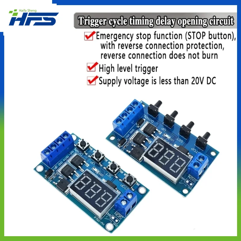 

DC 12V 24V Dual MOS LED Digital Time Delay Relay Trigger Cycle Timer Delay Switch Circuit Board Timing Control Module DIY