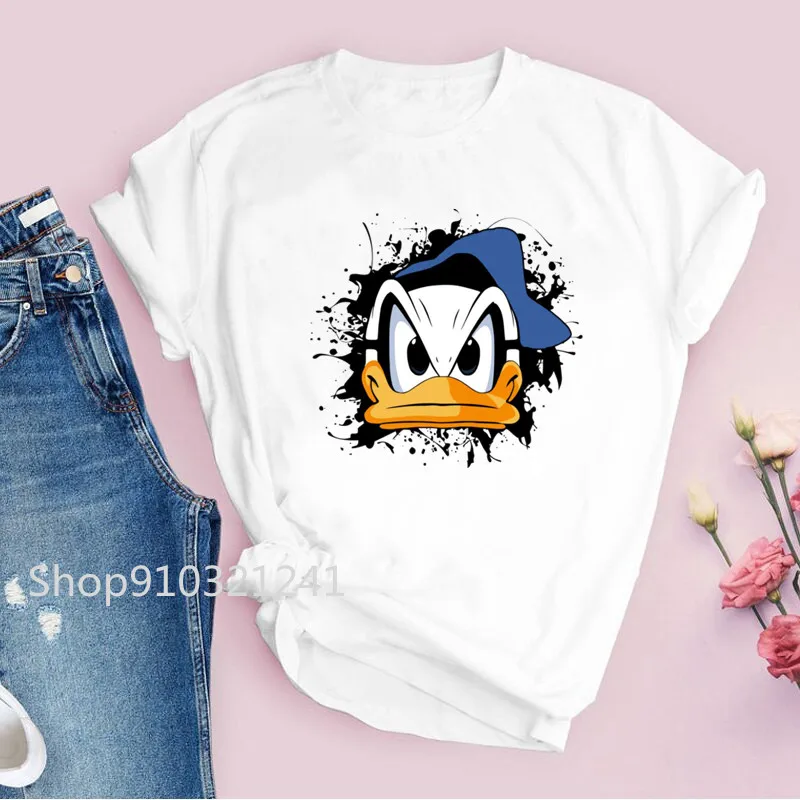 Donald Duck T-shirt Girl Cute Cartoon Tees Harajuku Casual Tops Short Sleeve Summer Female T Shirt Funny Ladies clothing 4
