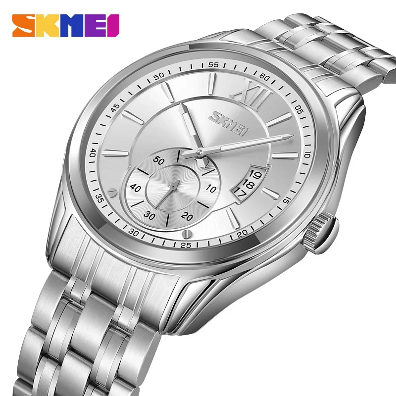 SKMEI Luxury Fashion All Steel Quartz Wristwatch For Men Waterproof Date Luminous Hands Sport Men's Watches Business Male Clock