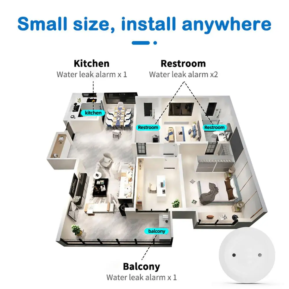 ZigBee TUYA Water Leak Detector Flood Sensor Water Tank Full Water Overflood Linkage Alarm Smart Life APP Remote Monitoring