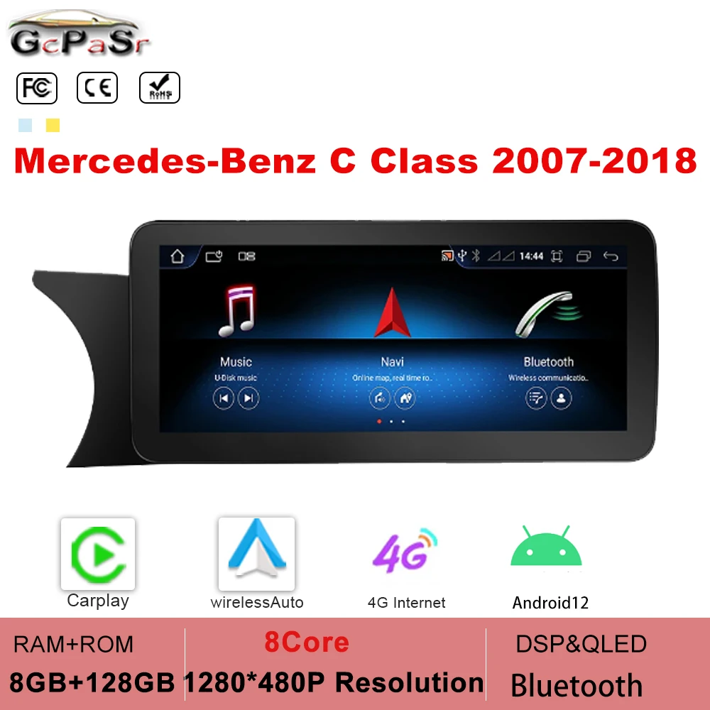 Per Mercedes C Glc W204 W205 W447 Android 12 Car Gps Navi Player Wifi Sim Carplay Bt Google Touch Screen Multimedia Stereo