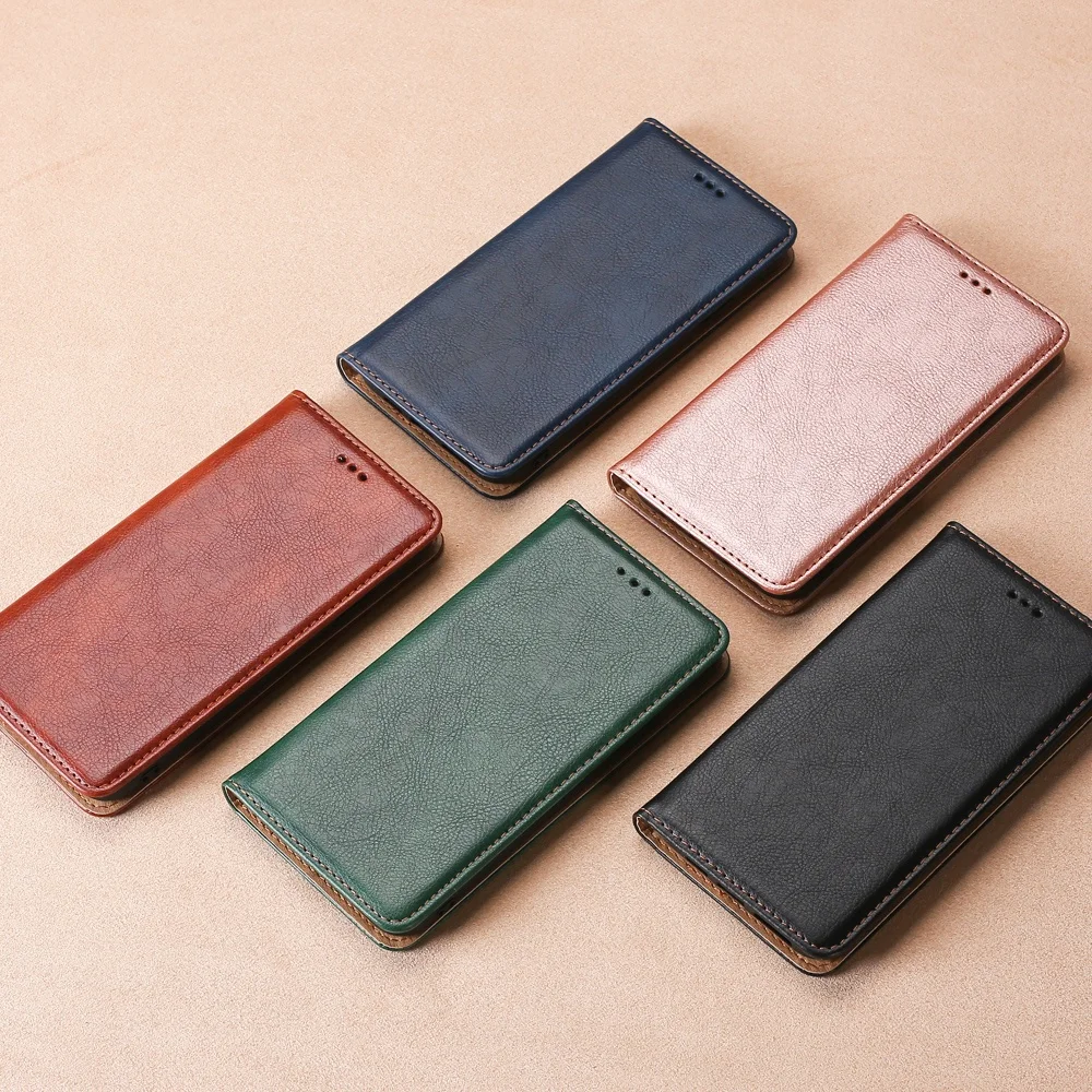 Luxury Leather Flip Wallet Case with Card Slots and Magnetic Closure