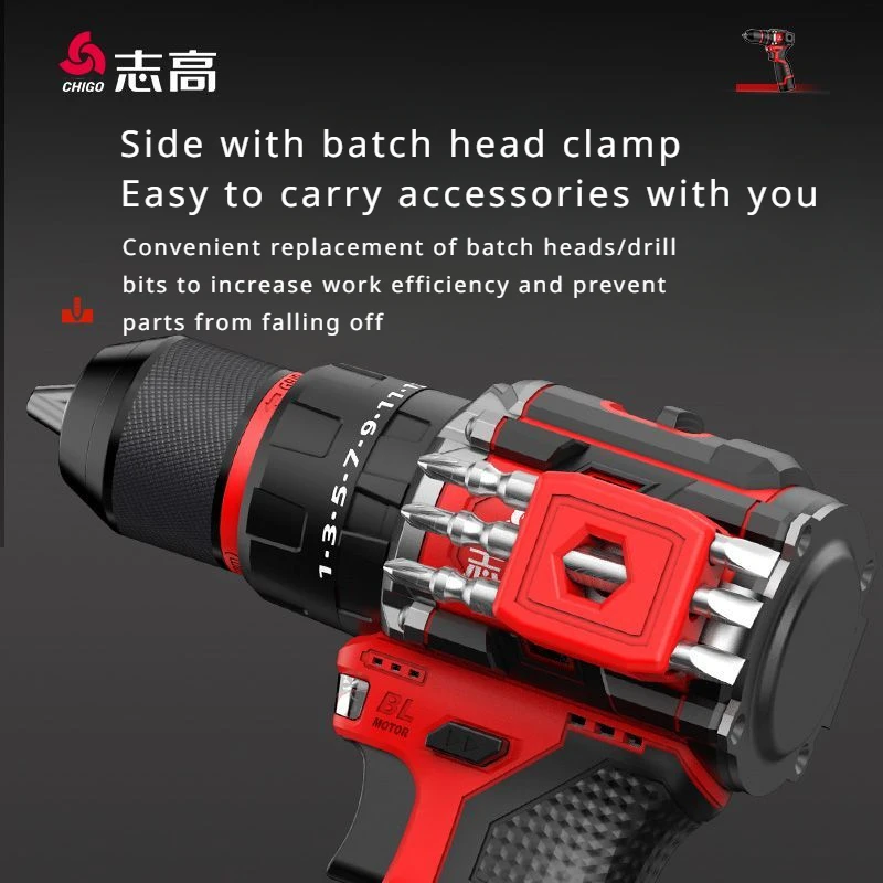 Chigo Brushless Electric Drill Cordless Driller Driver