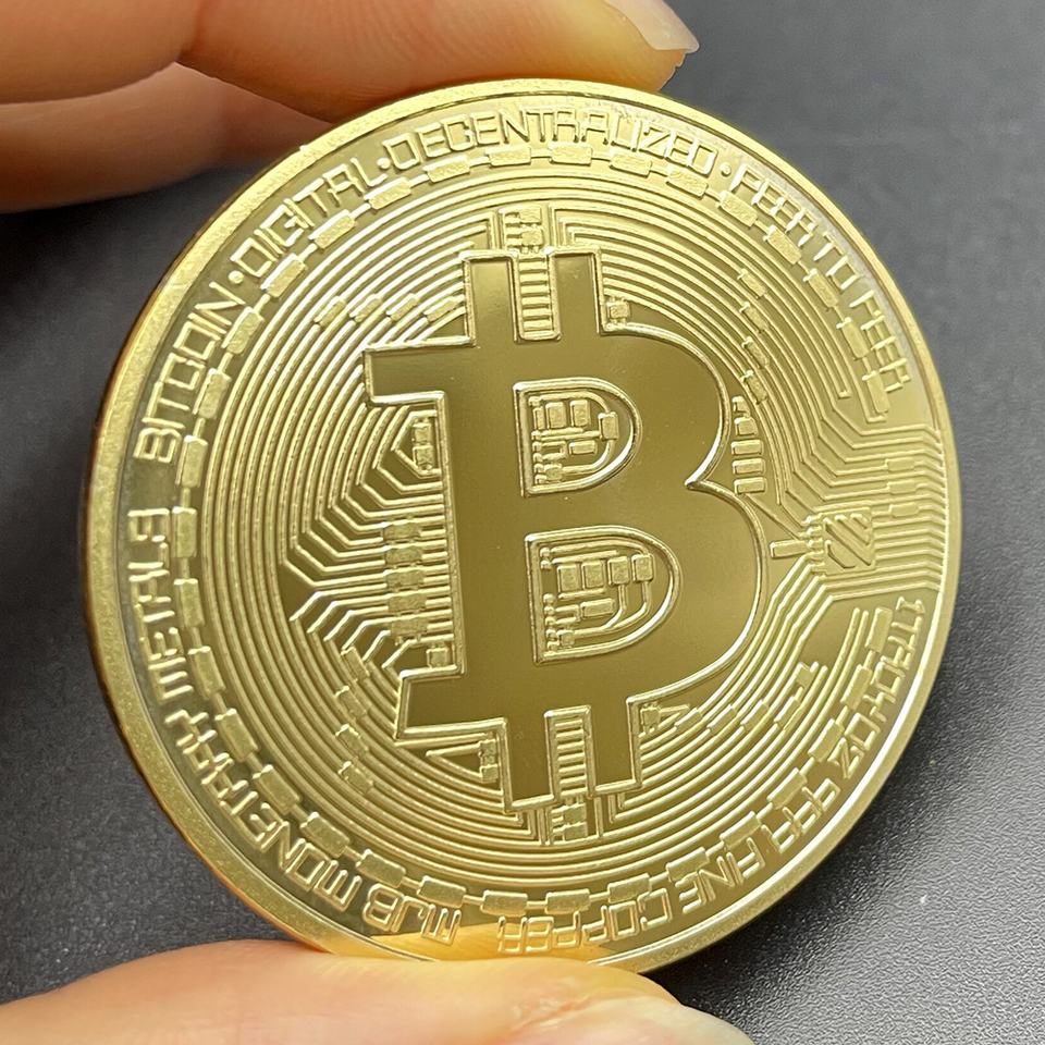 Crypto Bitcoin Art Gold Plated Coin Collectibles Physical Commemorative Medal Metal Relief Circuit Board Coin Souvenir