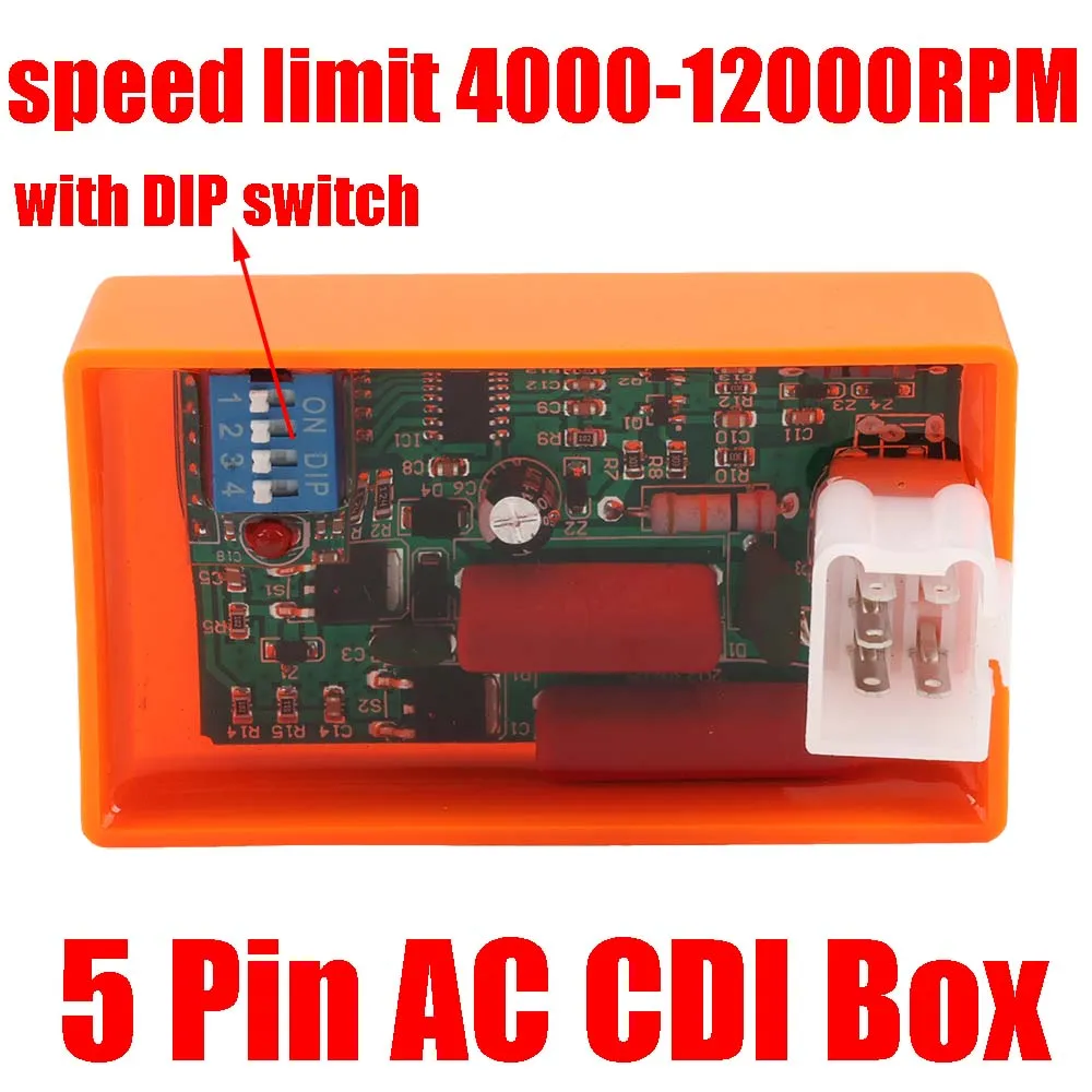 

POP100 Motorcycle CDI with DIP Switch EX5 CDI YX140 competitive racing YX160 BIZ100 AC 5PIN Speed limit 4000-12000 WAVE100 JET50