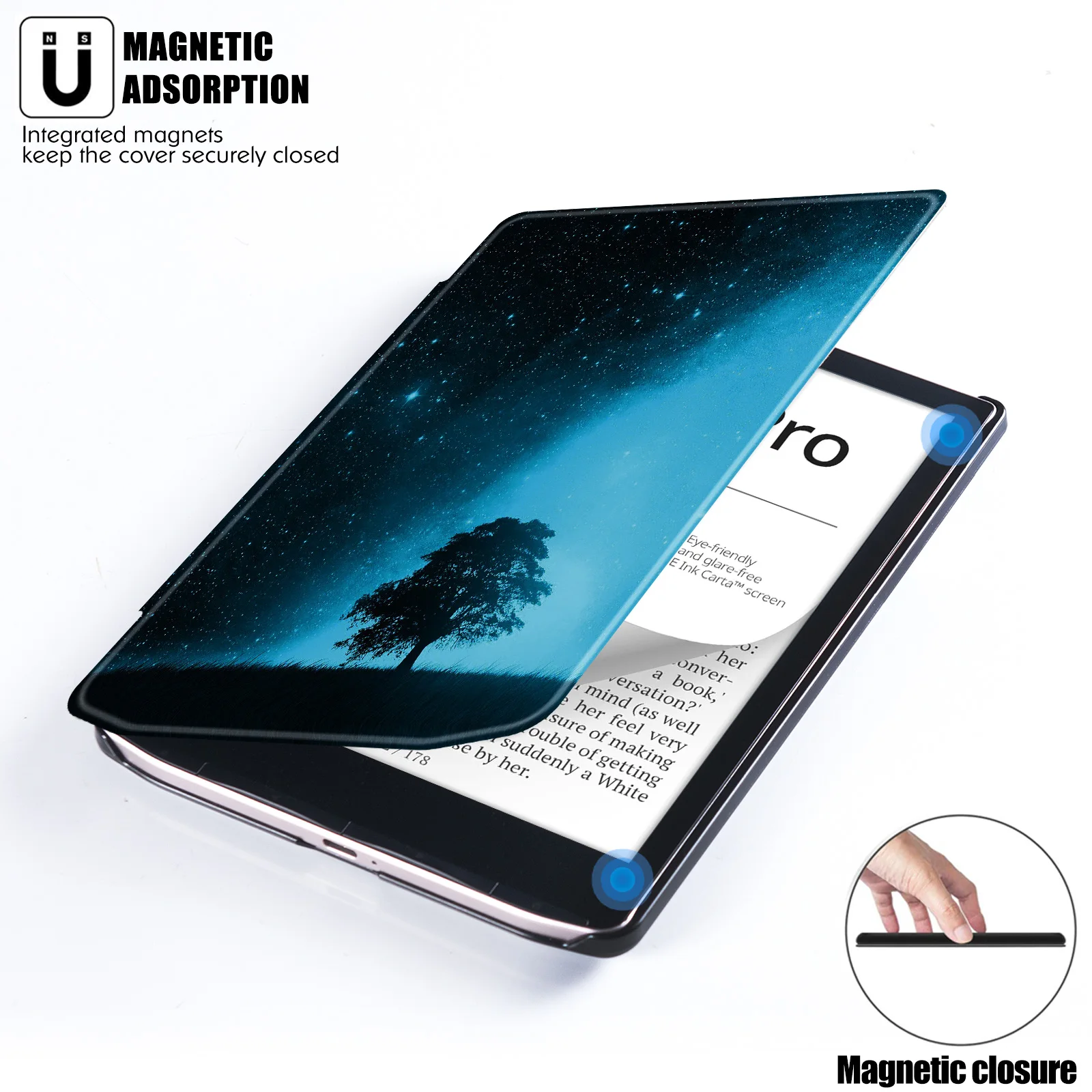 Slim Case for All-New Pocketbook 629 Verse / Pocketbook 634 Verse Pro 2023 eReader - PU Leather Folio Cover with Auto Sleep/Wake