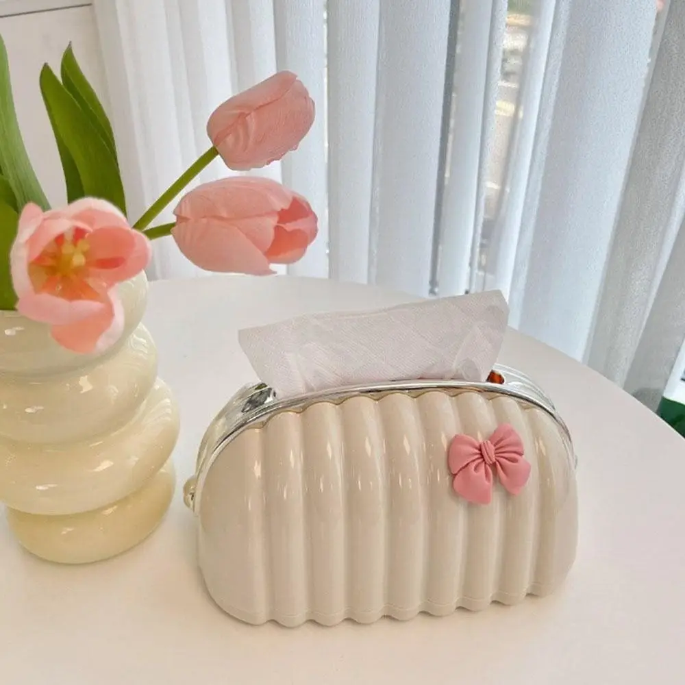 Tissue Box Simple Irregular Cloud Shape With Spring Inside Home Living Room Shell Spring Paper Box Holder