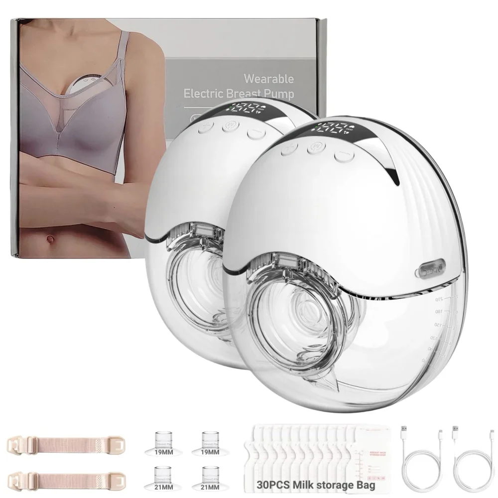 Electric Wearable Breastmilk Pump Machine Handsfree With Milk Storage Bag BPA Free Intelligent Collect Milk Wireless Breast Pump