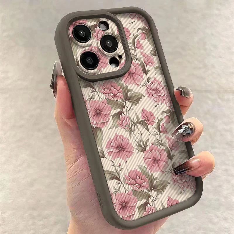 Vintage Floral Pattern Shockproof Candy Silicone Phone Case Cover