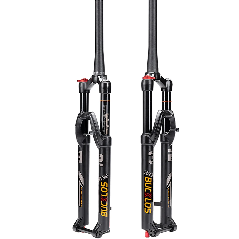 自転車フォークバイクエアサスペンションフォーク2627.5 29インチMtb、手動ロックアウト1-1 / 8"ストレートマウ MTBサスペンションエアフロントフォーク  26インチ27.5 " 29 ER、 超軽量アルミニウム合金 1-1 / 8 " ショックアブソーバー リバウンド調整 120mm バイク ... マウンテンバイク フロントフォーク 26/27.5/29インチ リモートロックアウト/マニュアルロックアウト エアサスペンションフォ