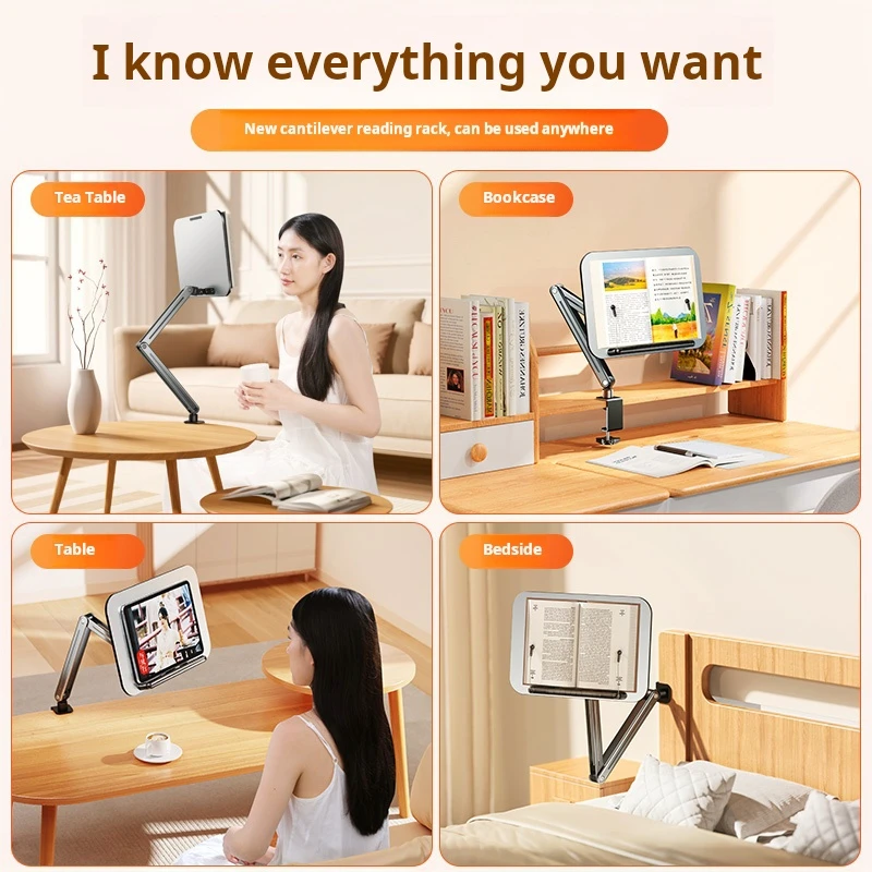 360-degree Foldable Cantilever Reading Rack Desktop Book Stand for Reading Rotating Book Stand for Books, Tablets