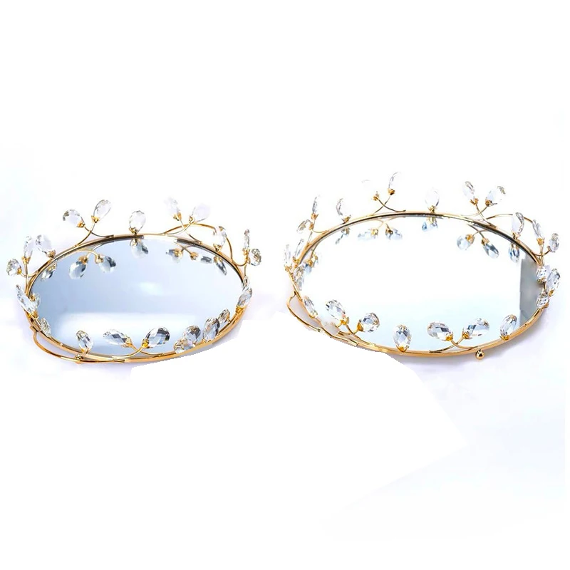 Vassoio Decorativo di Lusso con Superficie a Specchio, Vassoio Vintage per Cosmetici e Gioielli, Vassoio Creativo per Candele da Scrivania - immagine 6
