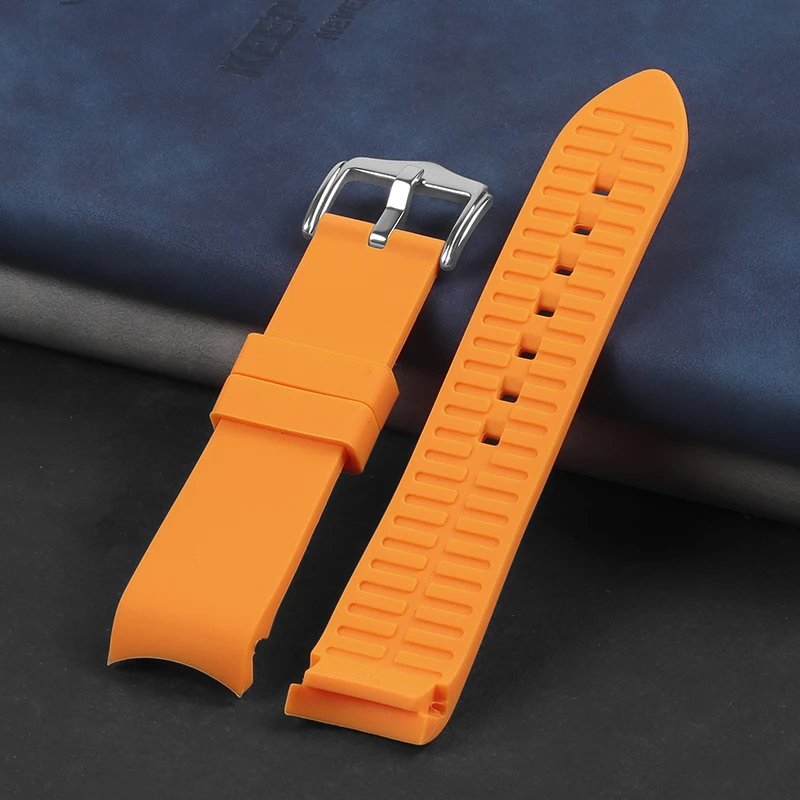 Sport Waterproof Rubber Silicone Wrist Strap with Curved End - Universal Design for Men and Women Accessories