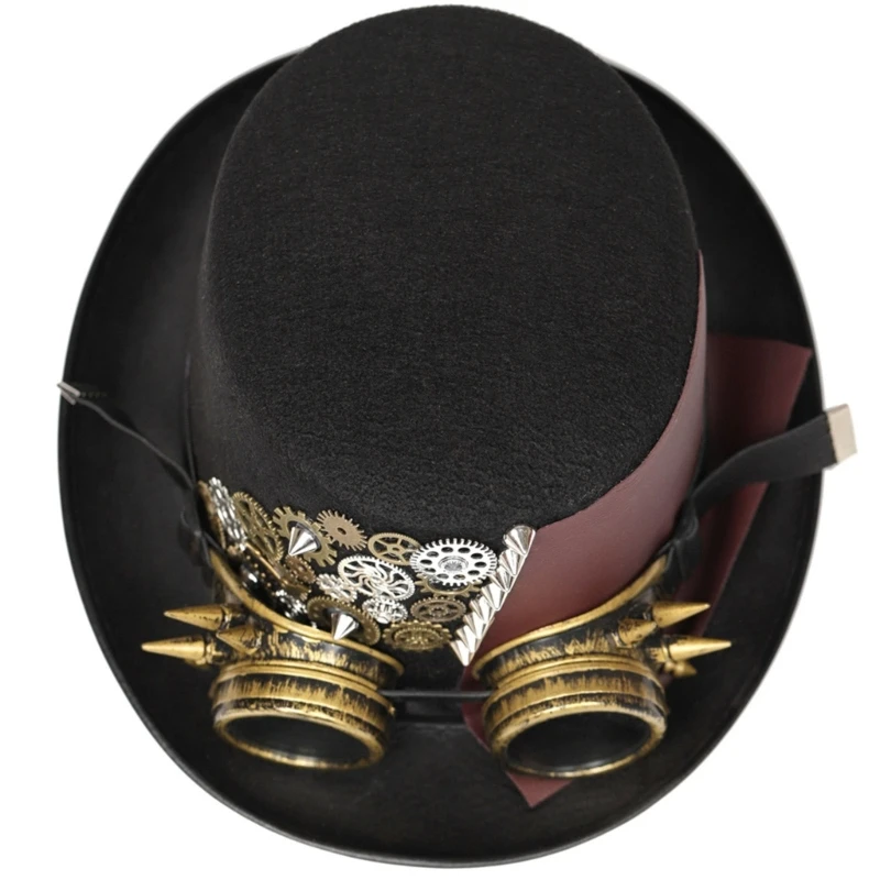 

Steampunk Top Hat For Men With Goggles Gothic Halloween Gay Top Hat Hat