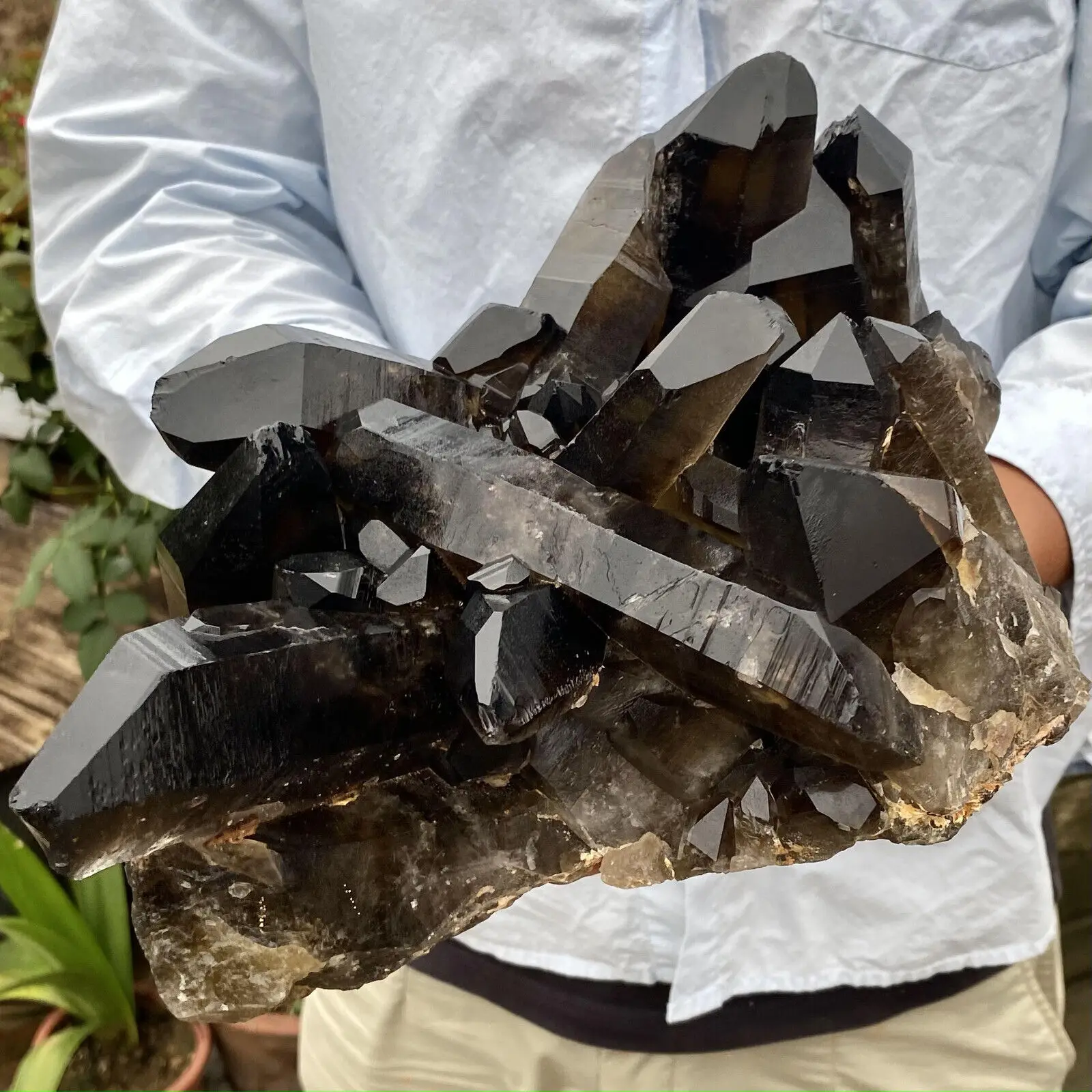 Natural Black Smoke Quartz Crystal Clusters, Quartz Original Mineral Sample Recovery Gems, Home Office Degaussing Clusters 5