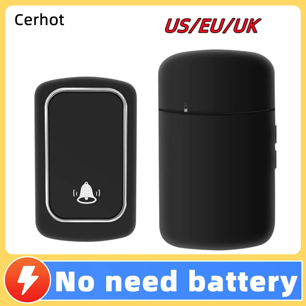 Cerhot-home Exterior Campainha Impermeável sem Fio Anel de Controle Remoto Auto-poder Porta Bell Nenhuma Bateria Necessária
