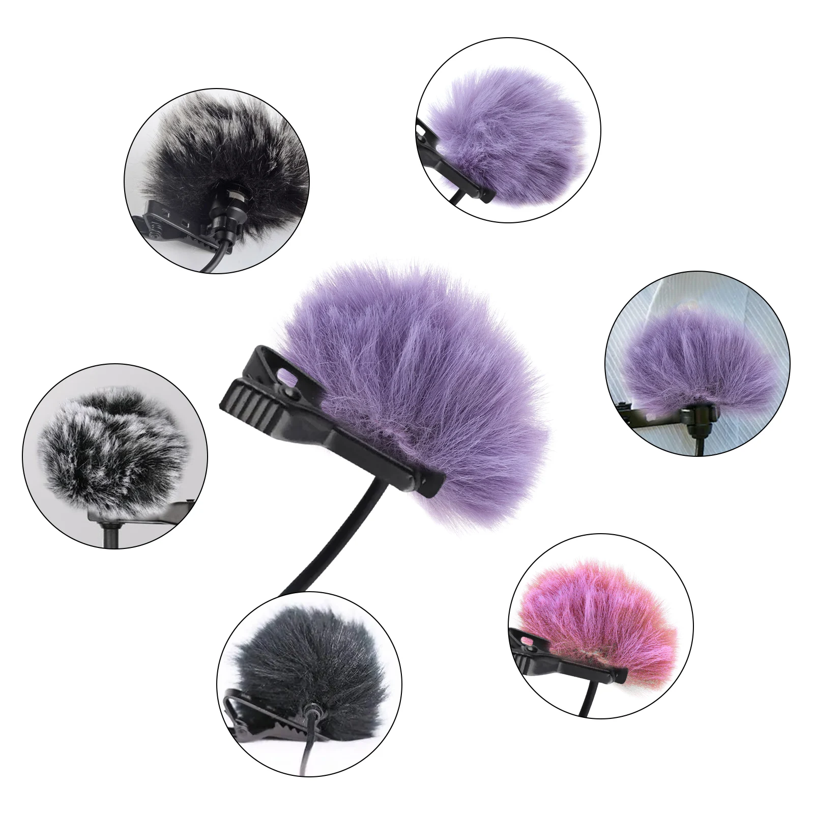 Set Di 3 Parabrezza In Pelliccia Per Microfono Lavalier – Copertura Antivento E Antipop Per Microfoni Da 0,5 A 1,2 Cm, Colore Viola