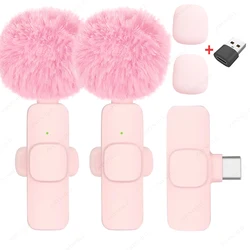 Wireless Lavalier Microphone for Video & Live Streaming (Pink 2in1 -C - USB)