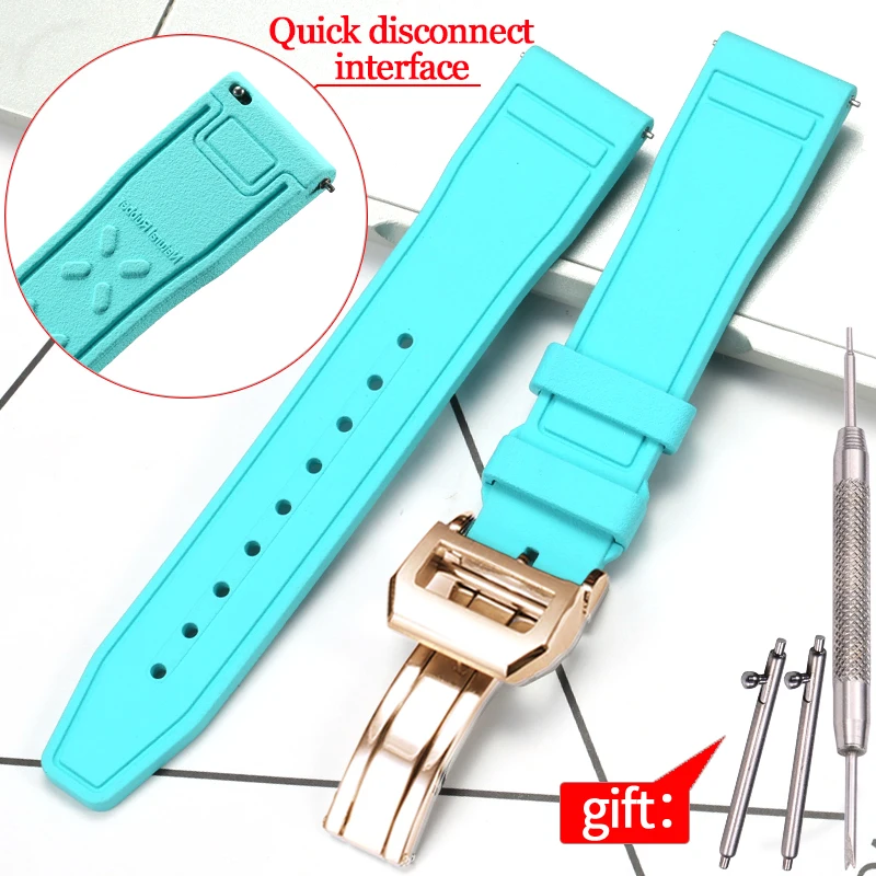 thumbnail image 1 of Correa de caucho fluorado de 20, 21 y 22 mm adecuada para el reloj de repuesto IWC Big Pilot, pulsera deportiva impermeable con hebilla plegable para hombre, 1 of 5