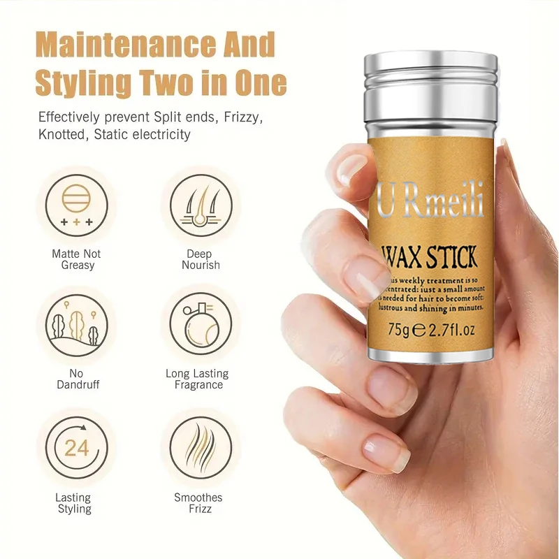 Hair Wax Stick Slick Stick for Hair Non-greasy Styling Pomade Stick for Flyaways Edge Frizz