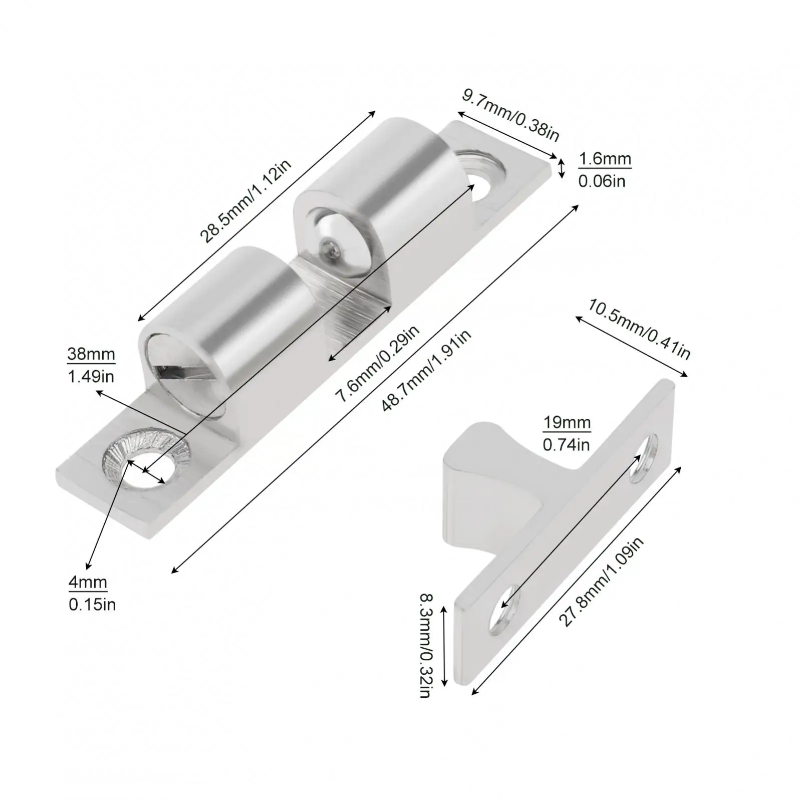 Stainless Steel Brass Catch Latch Double Ball Catch