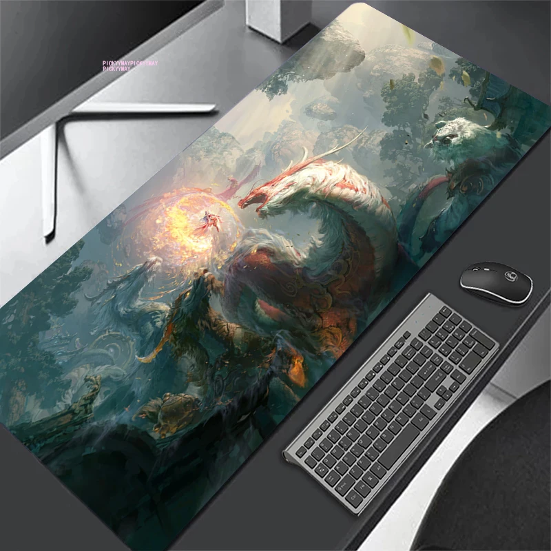 Gaming Mouse Pad Oriental Beast Mousepad Gamer Mat Xxl Keyboard Pad