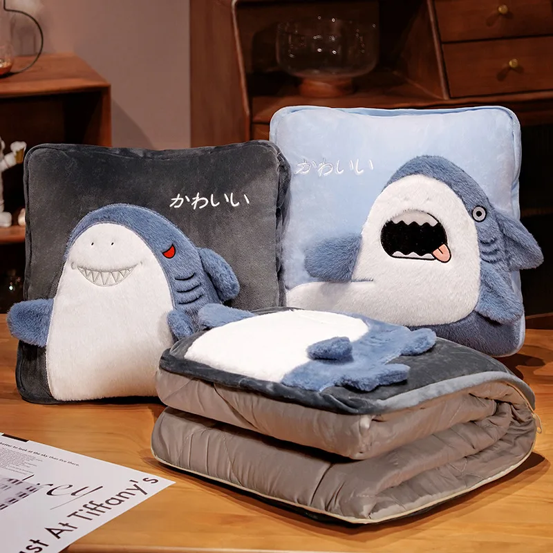 

40cm Cartoon Shark Pillow Air Conditioning Quilt 2 in 1 Stuffed Plush Pillow Sofa Cushion Kawaii Toys for Kids Girls Gift Decor