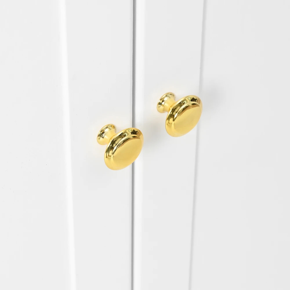 Moderner Schuhschrank, mit verstellbaren Regalen, goldenen Griffen, Schuhtruhe mit 2-türen, weiß, B73/D34/H109 – Detail 17