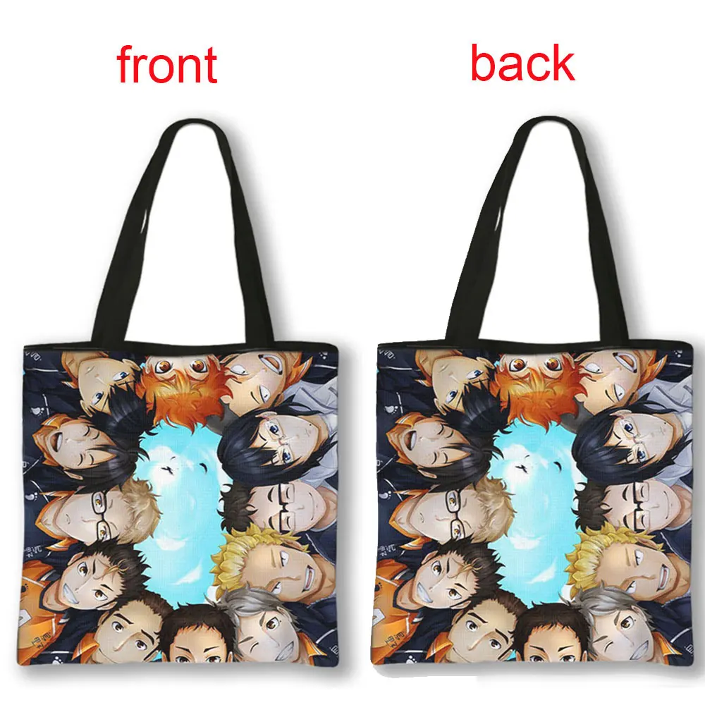 Anime Volleyball Juvenile Shoulder Bag Cartoon Volleyball Haikyuu!! Women Handbags Shoyo Hinata Fly High Tote Bag Shopping Bags 