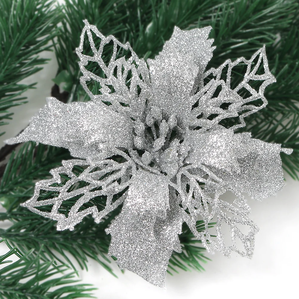 5/10 Stücke Weihnachtsdekoration 11 CM Künstliche Blumen Weihnachtsbaum Anhänger Ornamente Wohnkultur Navidad Neujahr 2025 Partyzubehör – Detail 9