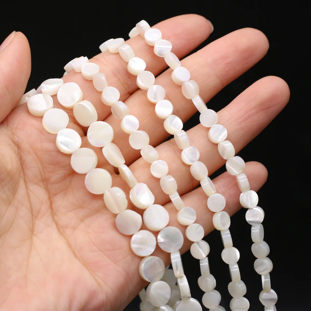 

Natural Freshwater White Shell Round Loose Spacer Beads for Jewelry Making DIY Fashion Bracelet Necklace Accessories Gift